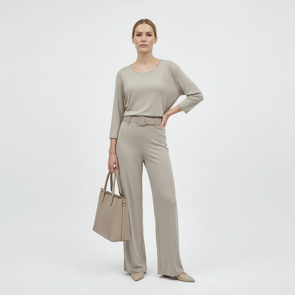 An elegant everyday women’s two-piece set with an open cardiganS