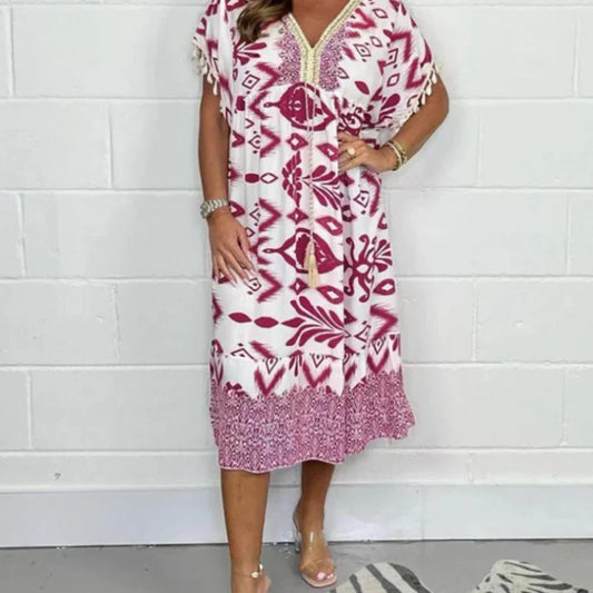 A high-quality lightweight women’s dress with decorative patterns