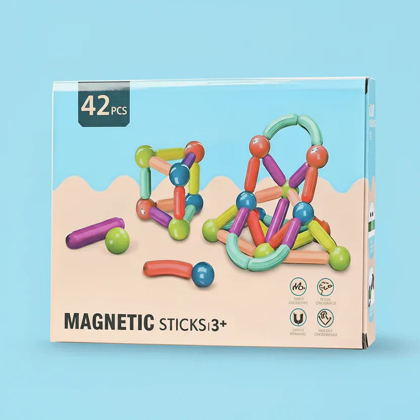 Zestaw czterdziestu dwóch magnetycznych patyczków konstrukcyjnych