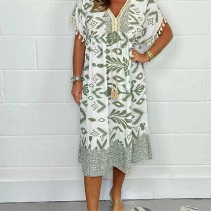 A high-quality lightweight women’s dress with decorative patterns