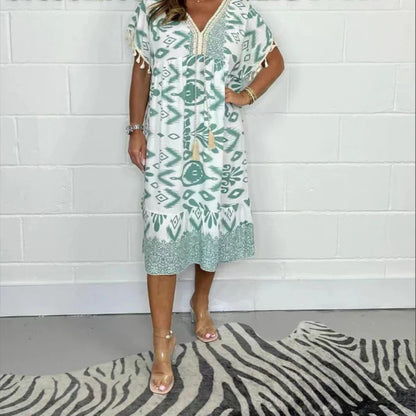 A high-quality lightweight women’s dress with decorative patterns