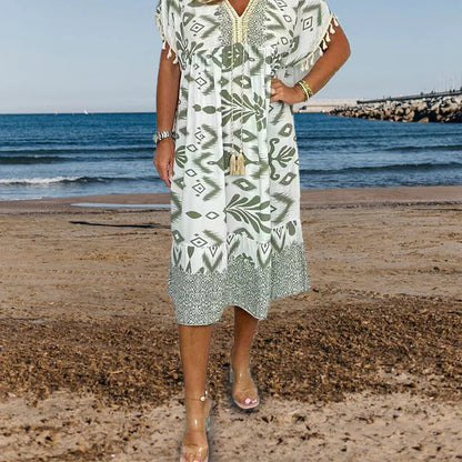 A high-quality lightweight women’s dress with decorative patterns